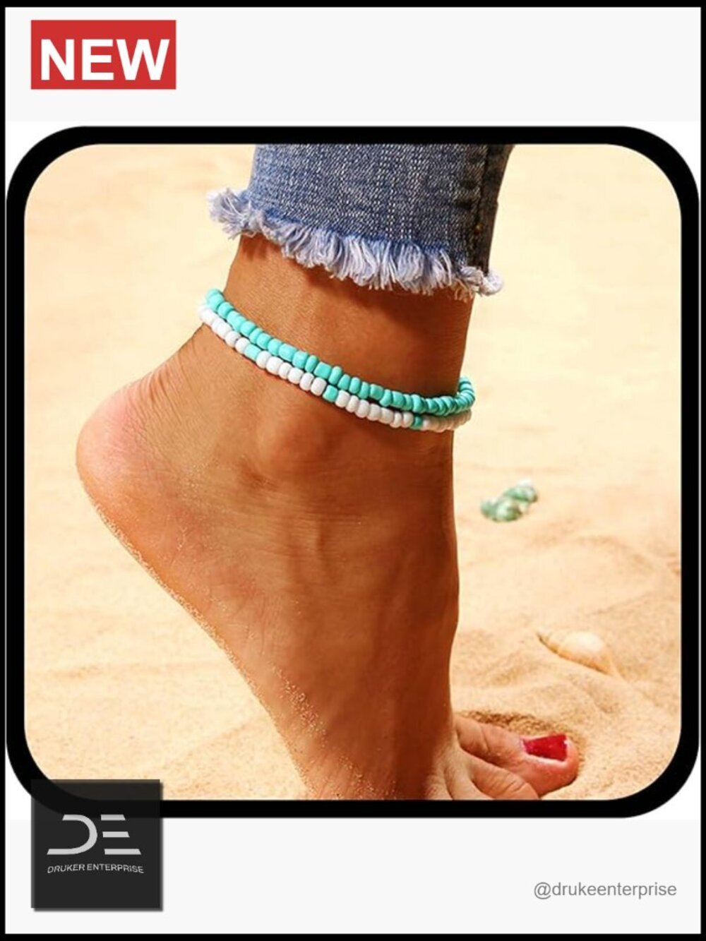 Handmade Boho Beaded Anklet - Adjustable Layered Chain Bracelet for Women